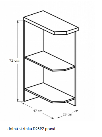 Tempo Kondela Kuchynská linka Provance Provance: Spodná skrinka D25PZ - pravá 25x82x47 cm