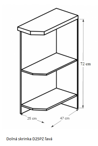 Tempo Kondela Kuchynská linka Provance Provance: Spodná skrinka D25PZ - ľavá 25x82x47 cm