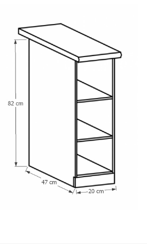 Tempo Kondela Kuchynská linka Provance Provance: Spodná skrinka D20P - 20x82x47 cm