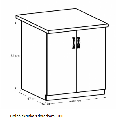 Tempo Kondela Kuchynská linka Provance Provance: Spodná skrinka D80 - 80x82x47 cm