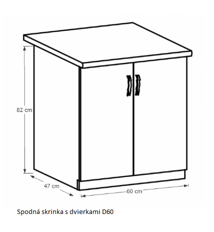 Tempo Kondela Kuchynská linka Provance Provance: Spodná skrinka D60 - 60x82x47 cm