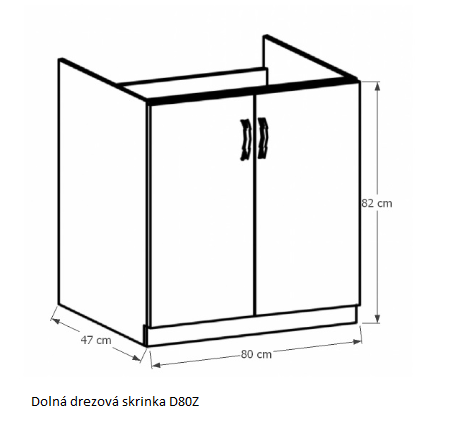 Tempo Kondela Kuchynská linka Provance Provance: Spodná skrinka drezová D80Z - 80x82x47 cm