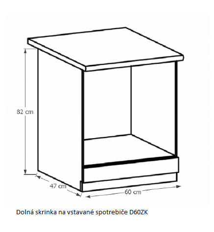 E-shop Tempo Kondela Kuchynská linka Provance Provance: Spodná skrinka D60ZK na vstavané spotrebiče - 60x82x47 cm