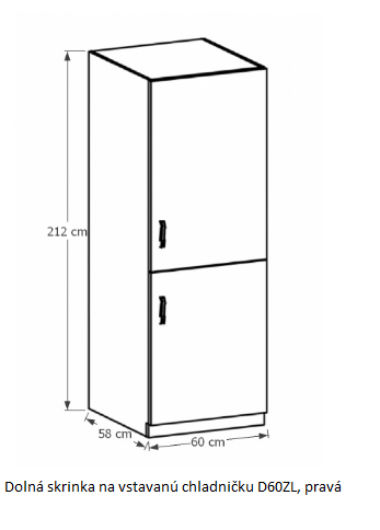 Tempo Kondela Kuchynská linka Provance Provance: Spodná skrinka na vstavanú chladničku D60ZL - pravá 60x212x58 cm