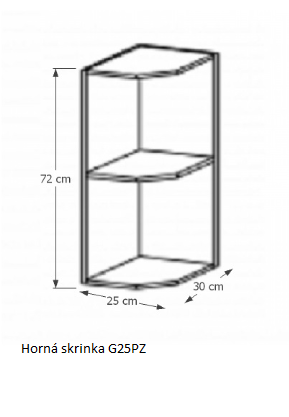 Tempo Kondela Kuchynská linka Provance Provance: Horná skrinka rohová - G25PZ 25x72x30 cm