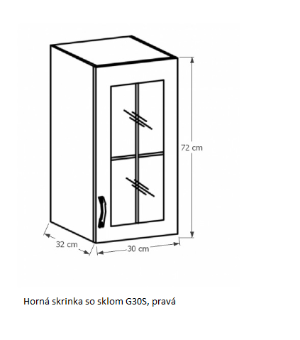 Tempo Kondela Kuchynská linka Provance Provance: Horná skrinka G30S - pravá 30x72x32 cm