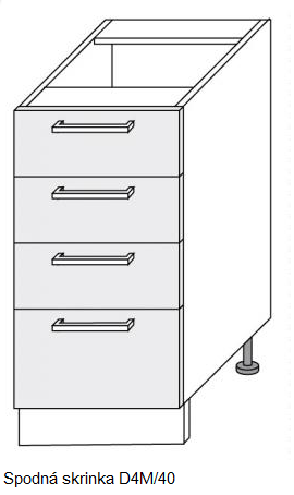 ArtExt Kuchynská linka Brerra - mat Kuchyňa: Spodná skrinka D4M/40 / (ŠxVxH) 40 x 82 x 50 cm
