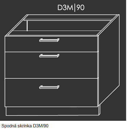 ArtExt Kuchynská linka Brerra - mat Kuchyňa: Spodná skrinka D3M/90 / (ŠxVxH) 90 x 82 x 50 cm