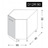 Kuchynská spodná skrinka D12R 90 rozmery