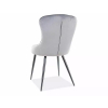 zadná strana modernej jedálenskej stoličky LOTUS VELVET, v sivej farbe