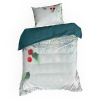 Vianočné obliečky na dvojlôžko ROBIN | sivá/tyrkysová 160 x 200 cm