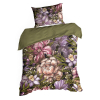 Obliečky na dvojlôžko NIKA 45 | olivová/fialová 220 x 200 cm