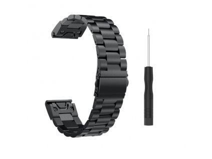 Masivní celokovový řemínek pro Garmin EasyFit/QuickFit 22mm černý