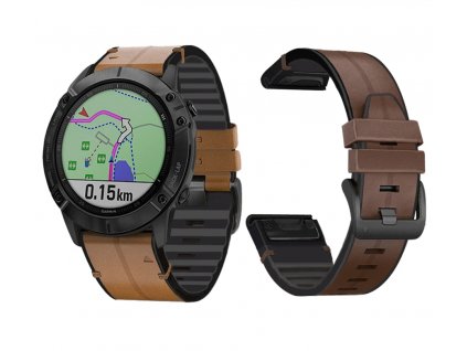 Silikonový řemínek s pravou kůží pro Garmin EasyFit/QuickFit 22mm společný2