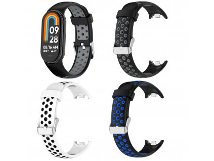 Sportovní perforovaný silikonový náhradní náramek pro Mi Band 8 společný