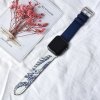 Kožený náhradní řemínek pro Apple Watch 38mm/40mm tmavě modrá a bílá se vzorem