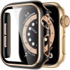 Lesklé prémiové ochranné pouzdro s tvrzeným sklem pro Apple Watch 38/40/41/42/44/45mm černá a růžová zlatá