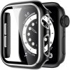 Lesklé prémiové ochranné pouzdro s tvrzeným sklem pro Apple Watch 38/40/41/42/44/45mm černá a stříbrná