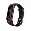 Protkaný texturovaný náhradní náramek pro Mi Band 5 Lines černá s růžovým