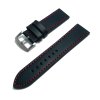 PU kožený řemínek pro chytré hodinky 22mm černá s červeným prošíváním