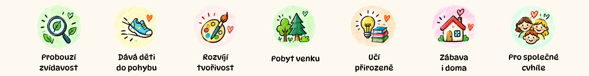 Objevování, společný čas, pohyb venku a tvoření