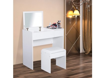 Toaletní stolek s výklopným zrcadlem a stoličkou Annie | bílý