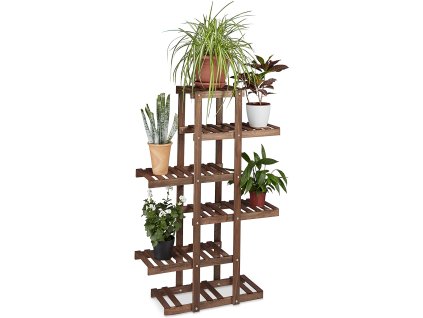 5174 dreveny stojan na kvetiny s policemi 81 x 25 x 125 cm hnedy
