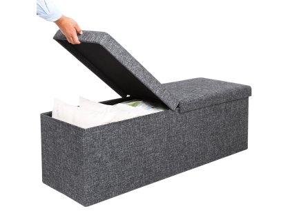 7775 calounena lavice s uloznym prostorem a sklopnym vikem 80 x 40 x 40 cm tmave seda