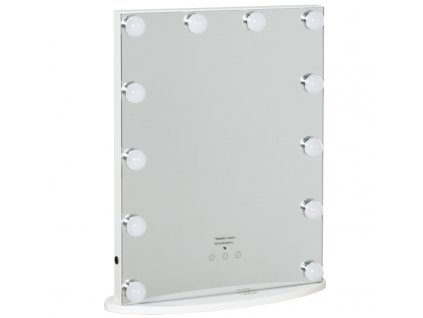 Kosmetické stolní zrcadlo s LED osvětlením 42 x 14 x 51 cm | bílé
