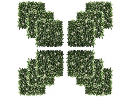 Umělý živý plot Rododendron a sedmikrásky panel 50 x 50 cm 12 ks