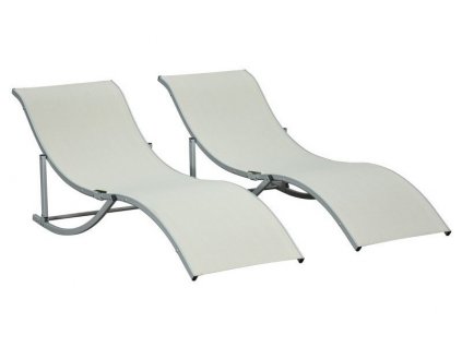 Zahradní ergonomické lehátko 165 x 61 x 63 cm 2dílný set | krémové