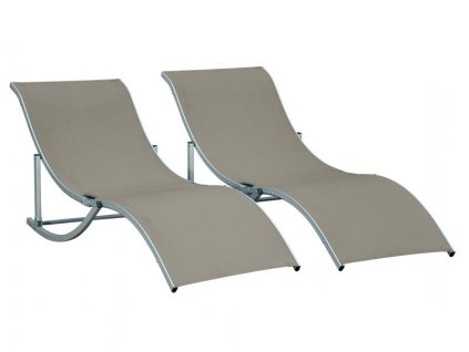 Zahradní ergonomické lehátko 165 x 61 x 63 cm 2dílný set | světle šedé