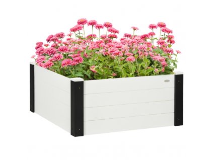 Vyvýšený dřevěný záhon 92 x 92 x 41 cm | bílý