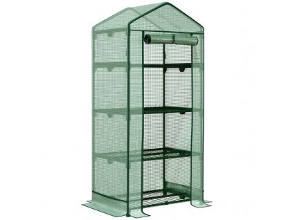 Zahradní fóliovník s policemi 69 x 49 x 158 cm | zelený
