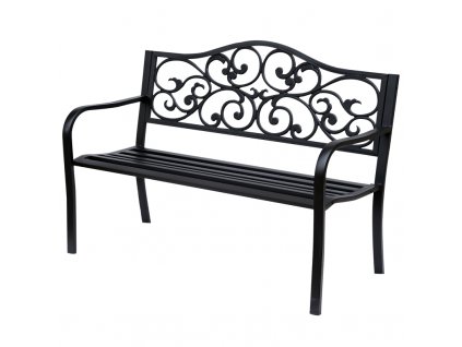 Zahradní lavička kovová 127 x 60 x 89 cm | černá