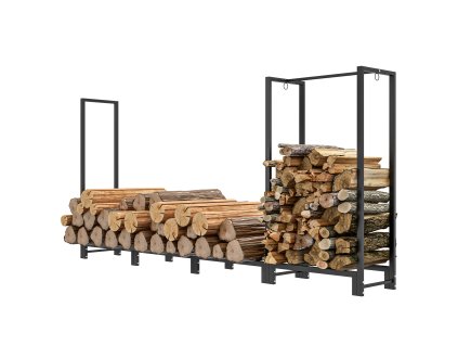 Zásobník na krbové dřevo 240 x 32 x 115 cm | černý