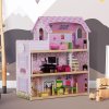 Dřevěný 3 patrový domeček pro panenky s nábytkem