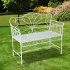 Zahradní lavička kovová 2-místná | antik bílá