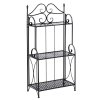 Kovový stojan na květiny se 3 policemi 56 x 30 x 114 cm | černý