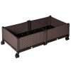 Vyvýšený truhlík s kolečky 50 x 50 x 33 cm 2dílný set | tmavě hnědý