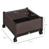 Vyvýšený truhlík s kolečky 50 x 50 x 33 cm 2dílný set | tmavě hnědý