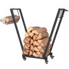Zásobník na krbové dřevo s kolečky 79 x 30 x 81 cm | černý