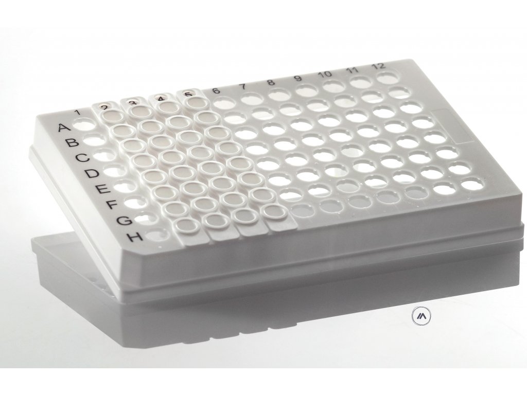 96-jamková platnička PCR pre odnímateľné prúžky skúmaviek s 8 jamkami, Roche Style