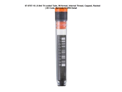 0.9ml Tri-Coded Tube, 96-format, Internal Thread