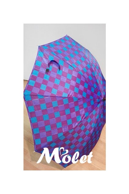 Deštník holový dámský fialové kostky
