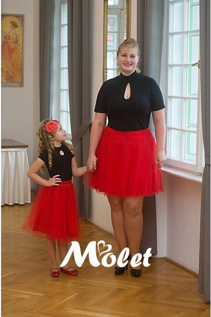 Mini tylová sukně pro malé holčičky červená