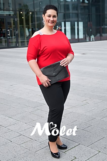 Rita červená halenka se stříbrným ramínkem