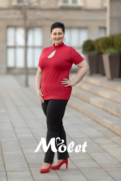 Slza halenka s krátkým rukávem červená