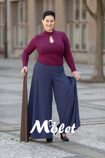 Slza halenka s dlouhým rukávem purpurová