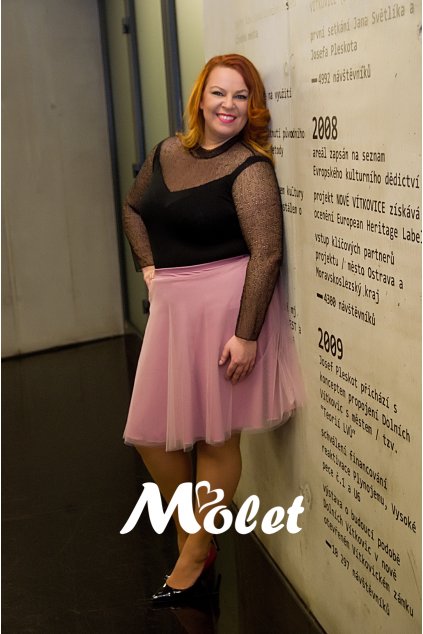 Tylová sukně krátká pudrová
